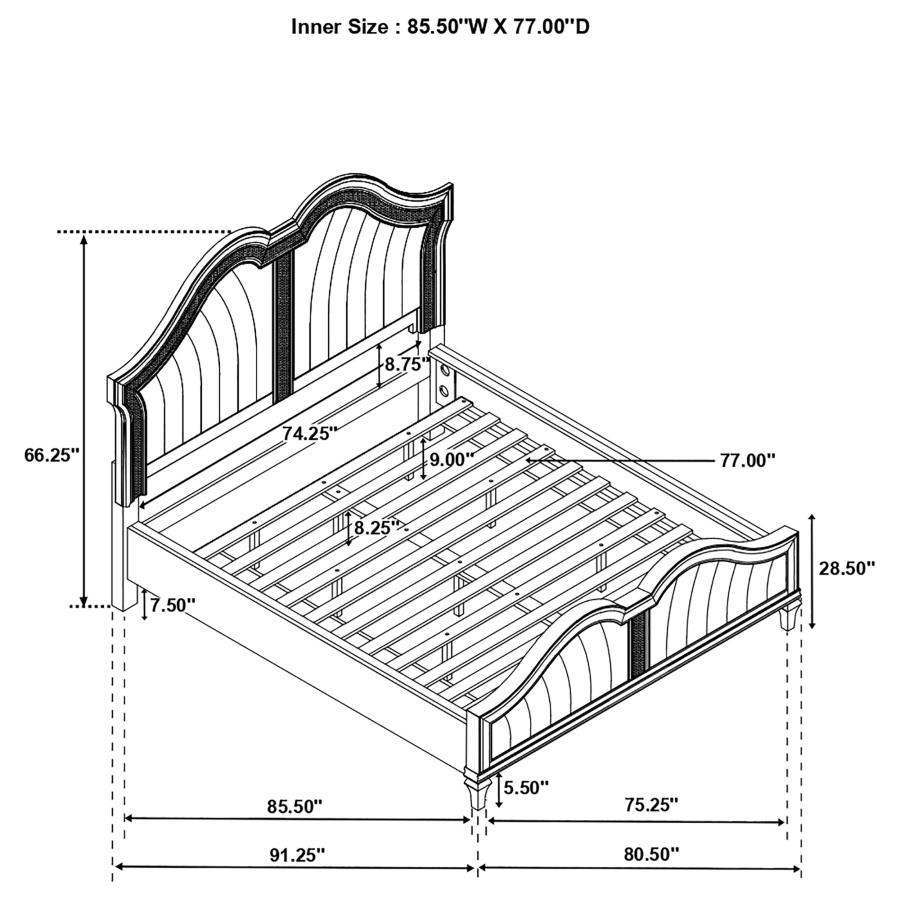 Modal Additional Images for Evangeline Wood California King LED Panel Bed Silver Oak