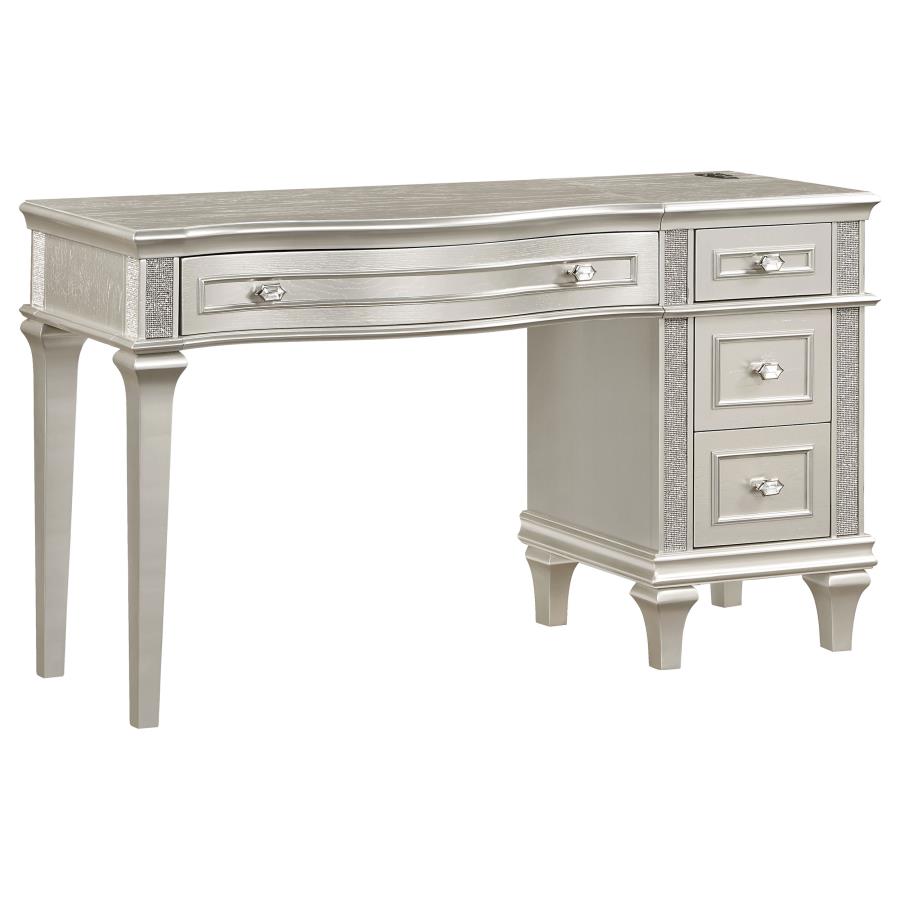 Evangeline 4-drawer Vanity Desk Makeup Table Silver Oak (image for) Evangeline 4-drawer Vanity Desk Makeup Table Silver Oak