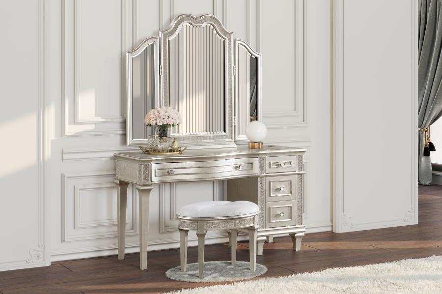 Modal Additional Images for Evangeline 4-drawer Vanity Desk Makeup Table Silver Oak