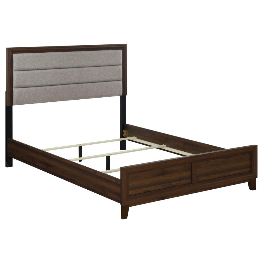 Welsley 50-inch Upholstered Queen Bed Walnut (image for) Welsley 50-inch Upholstered Queen Bed Walnut