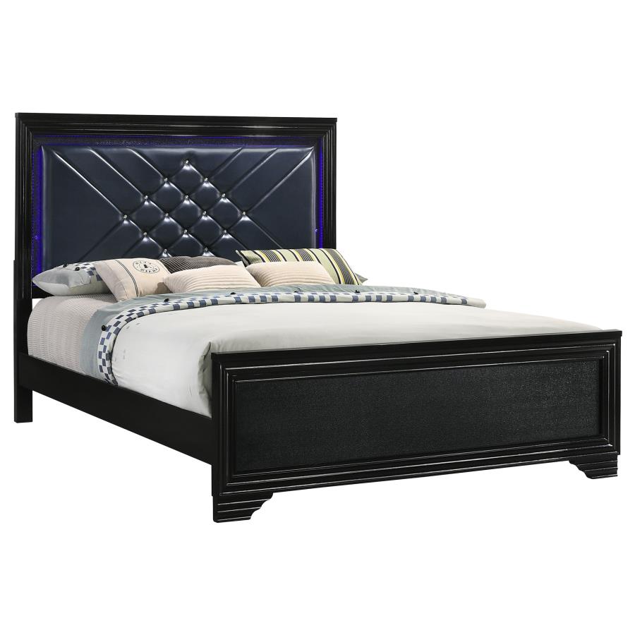 Penelope Wood Eastern King LED Panel Bed Midnight Star (image for) Penelope Wood Eastern King LED Panel Bed Midnight Star