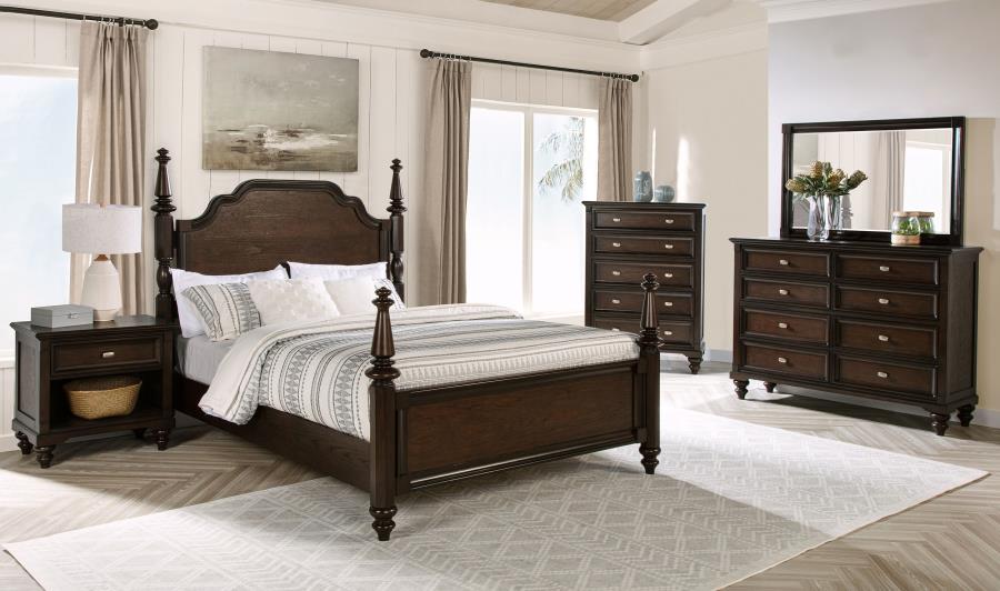 Modal Additional Images for Andover 63-inch Four Poster Queen Bed Dark Oak