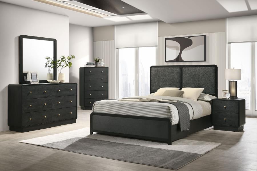 Modal Additional Images for Cavelle 47-inch Upholstered Queen Bed Black
