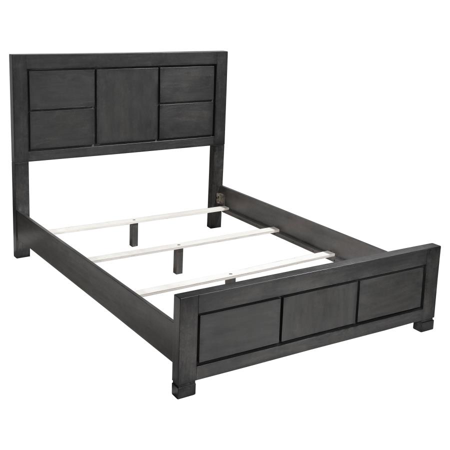 Lorenzo Wood Eastern King Panel Bed Dark Grey (image for) Lorenzo Wood Eastern King Panel Bed Dark Grey