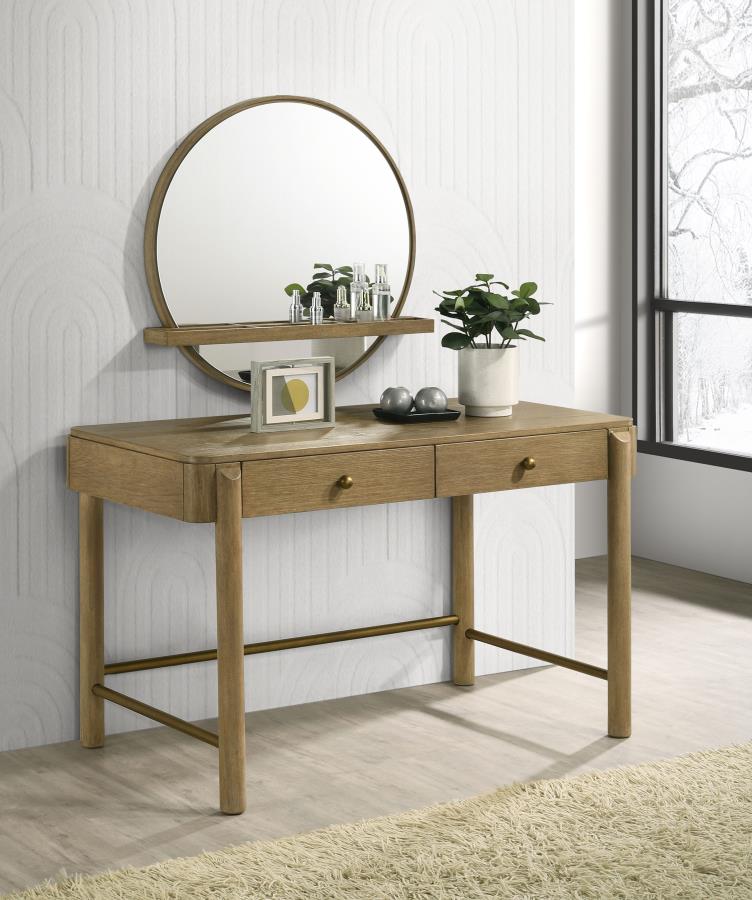 Arini 2-piece Makeup Vanity Table and Mirror Set Sand Wash (image for) Arini 2-piece Makeup Vanity Table and Mirror Set Sand Wash