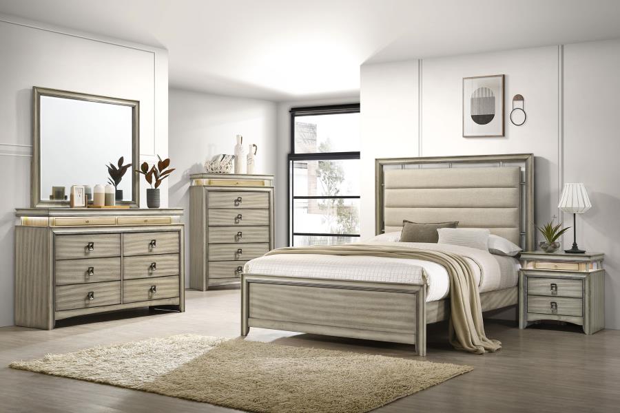 Giselle 5-piece Eastern King Bedroom Set Rustic Beige (image for) Giselle 5-piece Eastern King Bedroom Set Rustic Beige