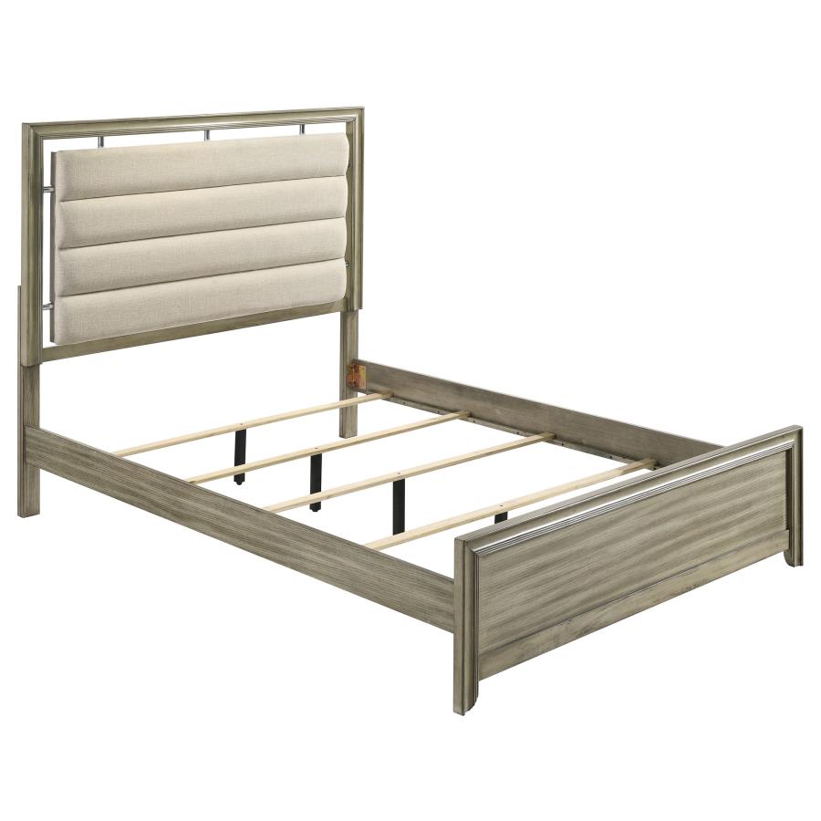Giselle Wood Eastern King Panel Bed Rustic Beige