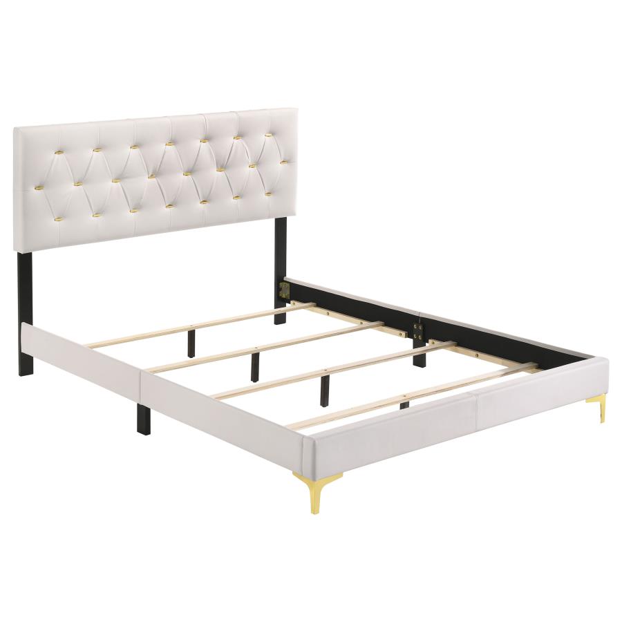 Kendall Upholstered Queen Panel Bed White (image for) Kendall Upholstered Queen Panel Bed White