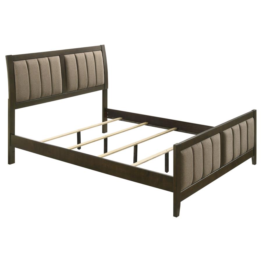 Wilkes 51-inch Upholstered Queen Bed Dark Cocoa (image for) Wilkes 51-inch Upholstered Queen Bed Dark Cocoa