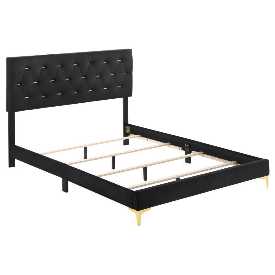 Kendall Upholstered Queen Panel Bed Black (image for) Kendall Upholstered Queen Panel Bed Black