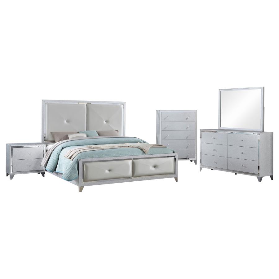 Larue 5-piece Eastern King Bedroom Set Silver (image for) Larue 5-piece Eastern King Bedroom Set Silver