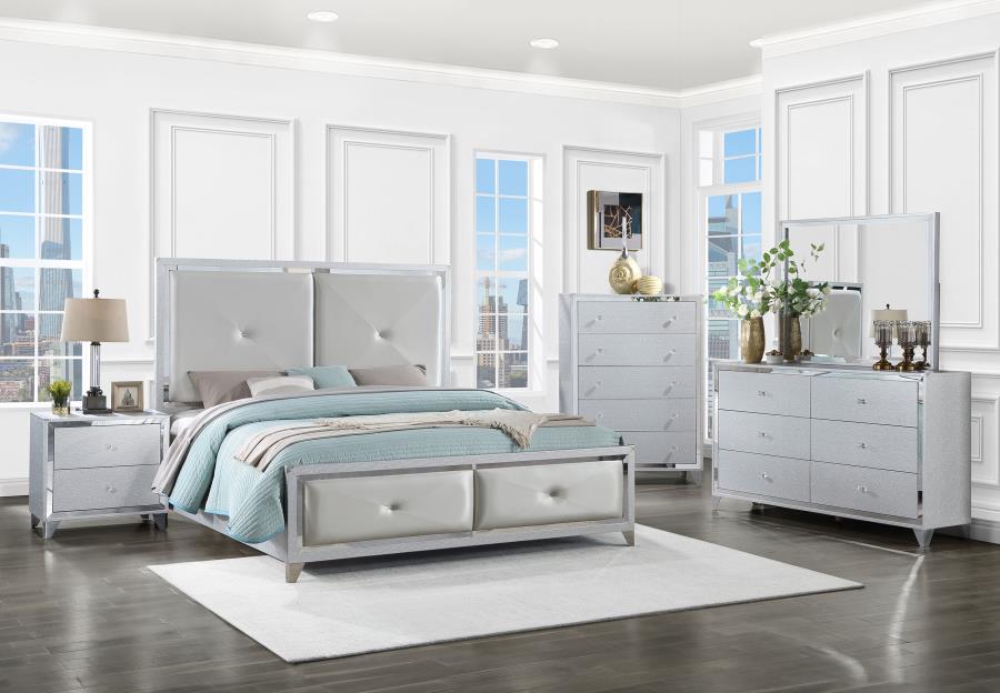 Larue 5-piece Queen Bedroom Set Silver (image for) Larue 5-piece Queen Bedroom Set Silver