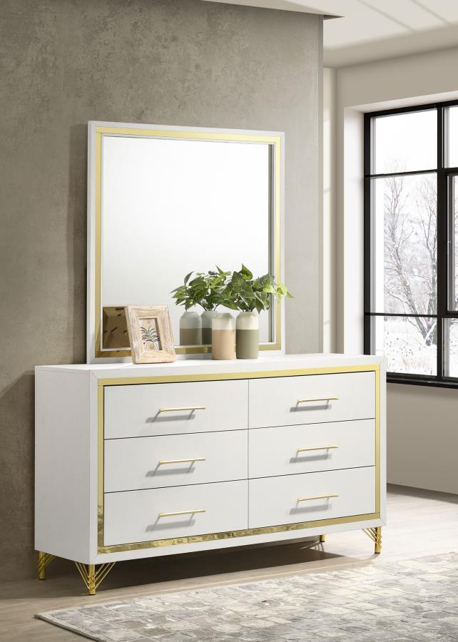 Lucia 6-drawer Dresser with Mirror White 