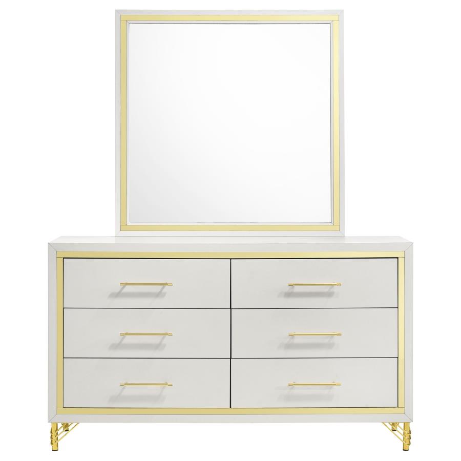 Lucia 6-drawer Dresser with Mirror White 