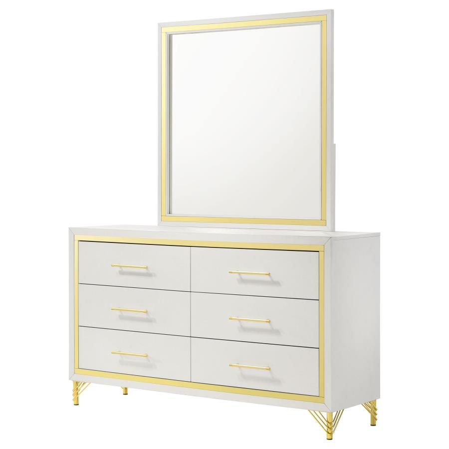 Lucia 6-drawer Dresser with Mirror White 