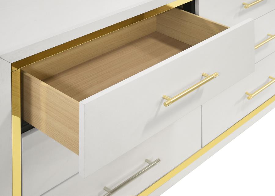 Lucia 6-drawer Dresser with Mirror White 