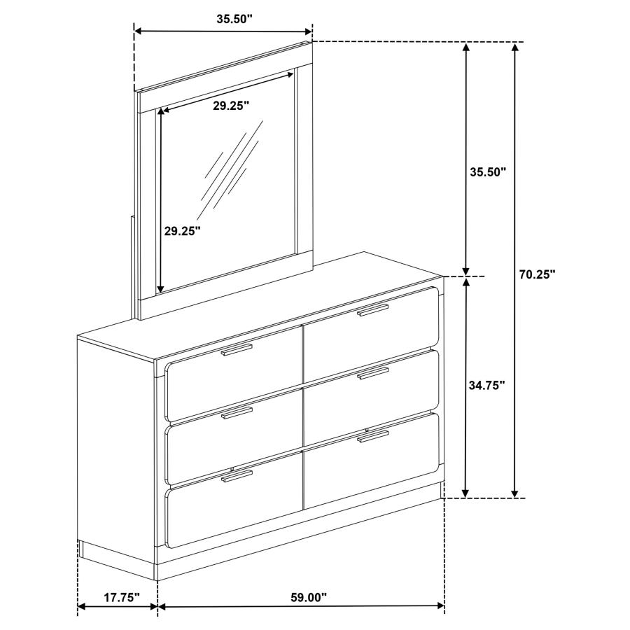 Caraway 6-drawer Dresser with Mirror Black