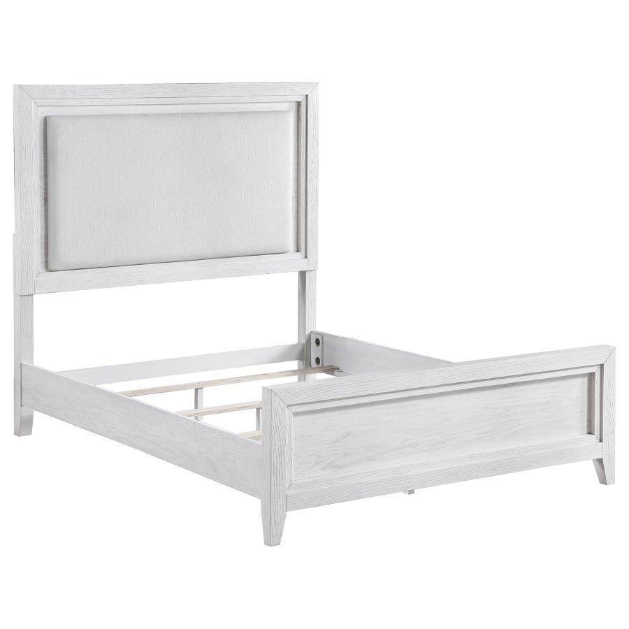 Marielle Eastern King Panel Bed Distressed White (image for) Marielle Eastern King Panel Bed Distressed White