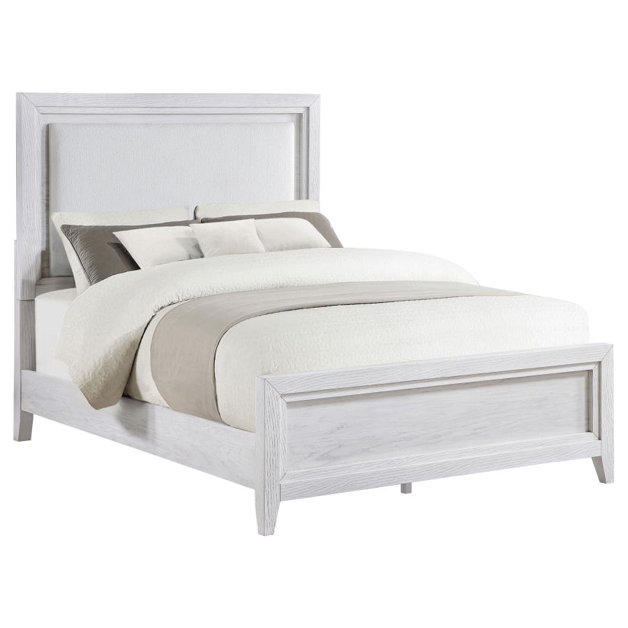 Marielle Eastern King Panel Bed Distressed White 