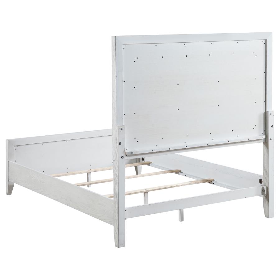 Marielle Eastern King Panel Bed Distressed White 