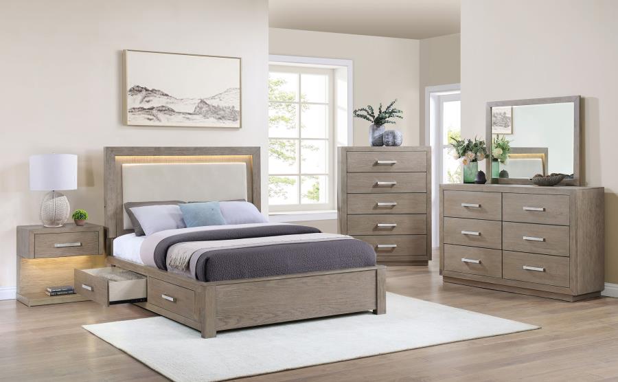 Modal Additional Images for Kenora 56-inch California King LED Storage Bed Barley Brown