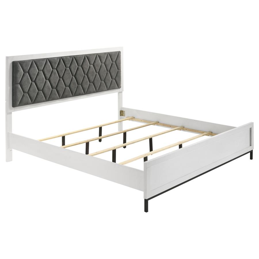 Sonora Eastern King Upholstered Panel Bed White (image for) Sonora Eastern King Upholstered Panel Bed White