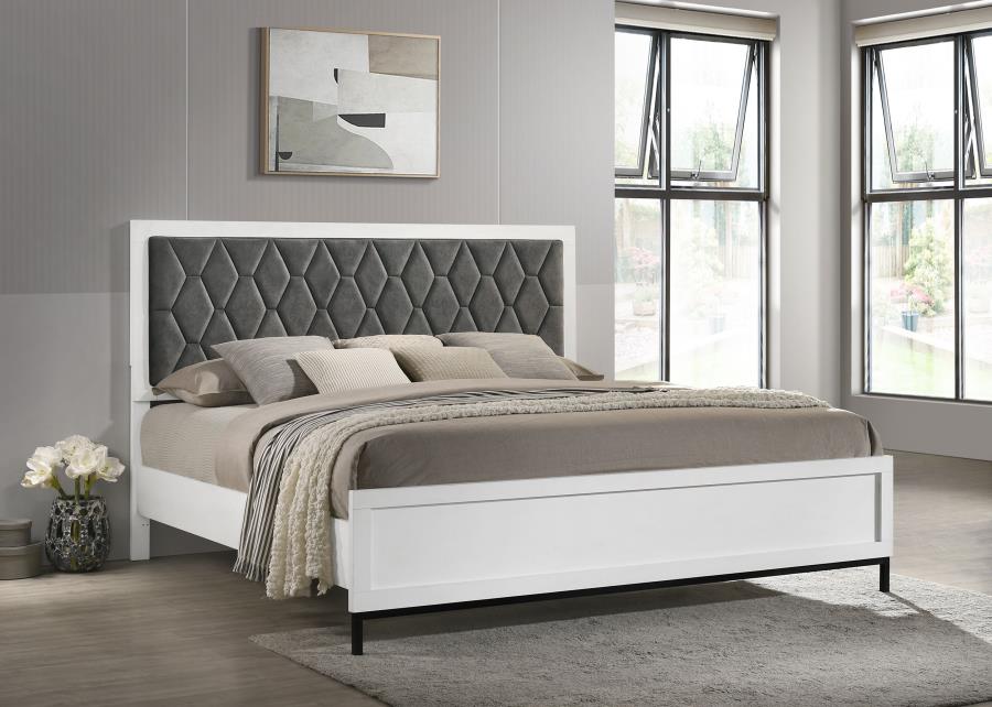 Sonora California King Upholstered Panel Bed White 