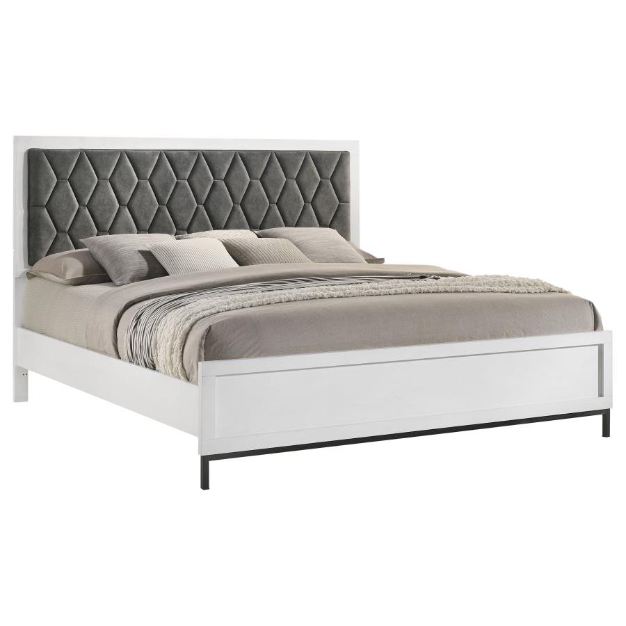 Sonora California King Upholstered Panel Bed White 