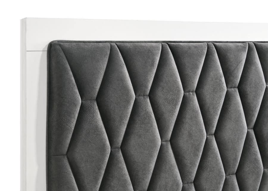 Sonora California King Upholstered Panel Bed White 