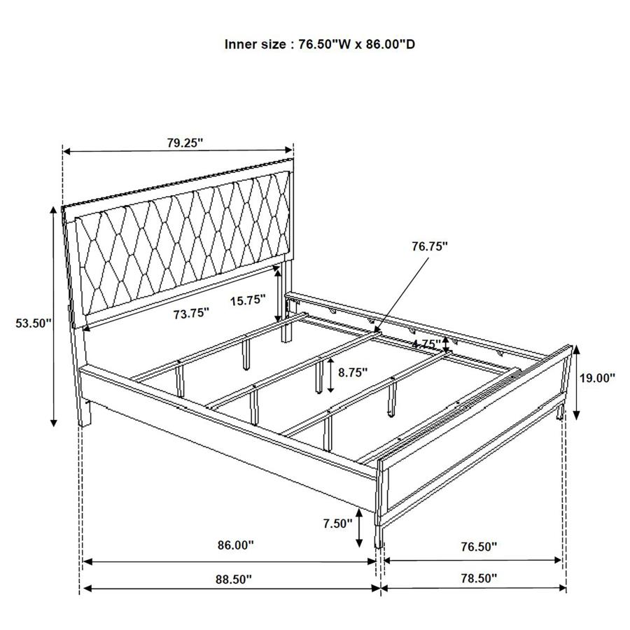 Sonora California King Upholstered Panel Bed White 