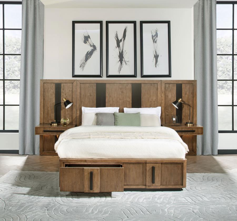Terrace Eastern King Wall Panel Storage Bed Ash Brown (image for) Terrace Eastern King Wall Panel Storage Bed Ash Brown
