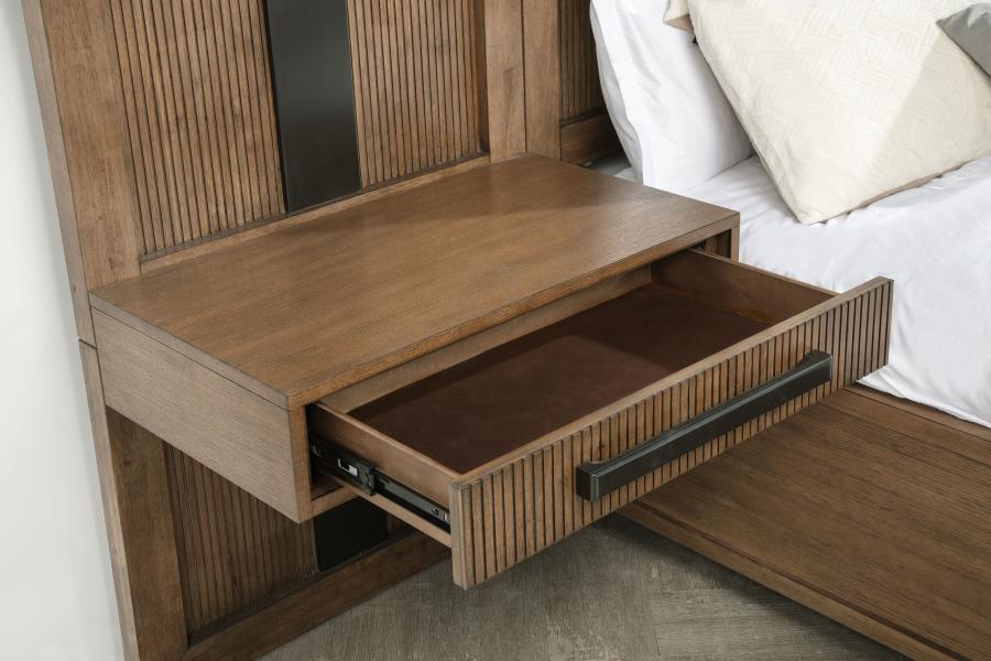 (image for) Terrace 2-piece Wall Panel with Nightstand Set Ash Brown