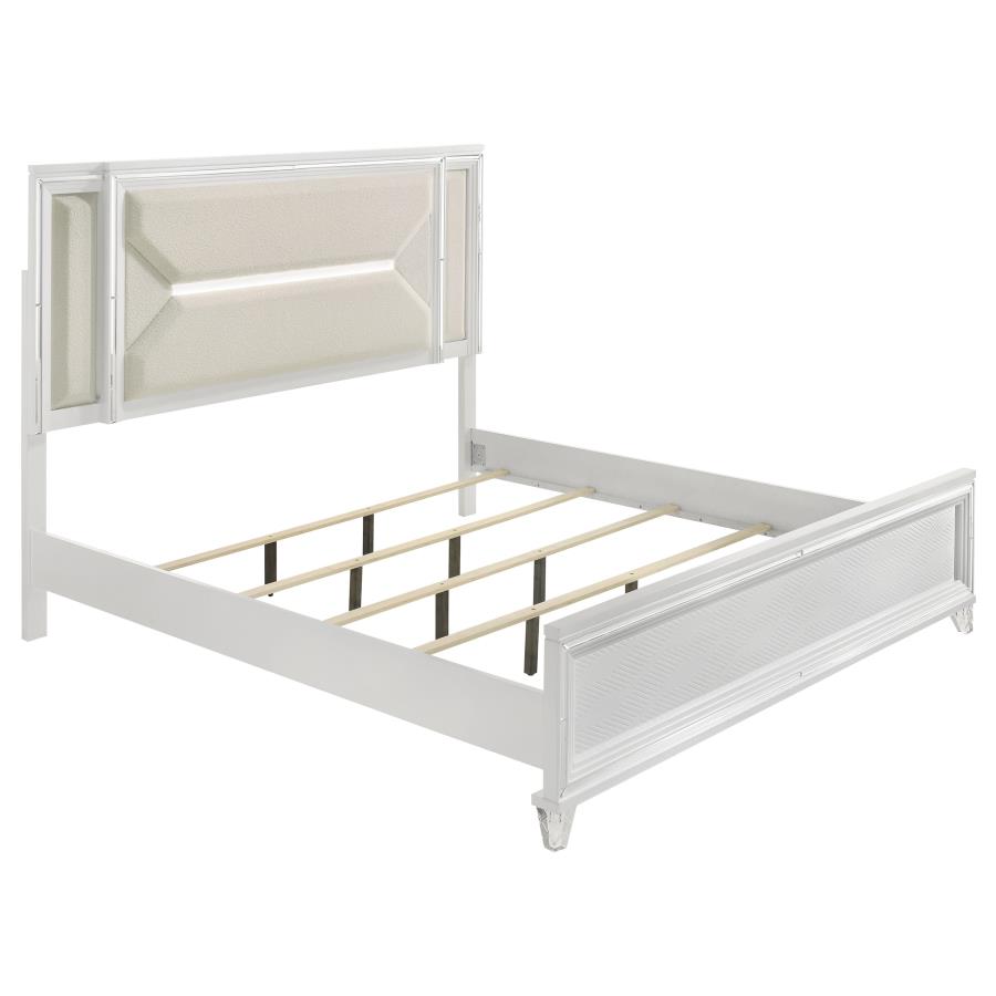 Marmore 64-inch Eastern King Panel Bed LED Headboard White (image for) Marmore 64-inch Eastern King Panel Bed LED Headboard White