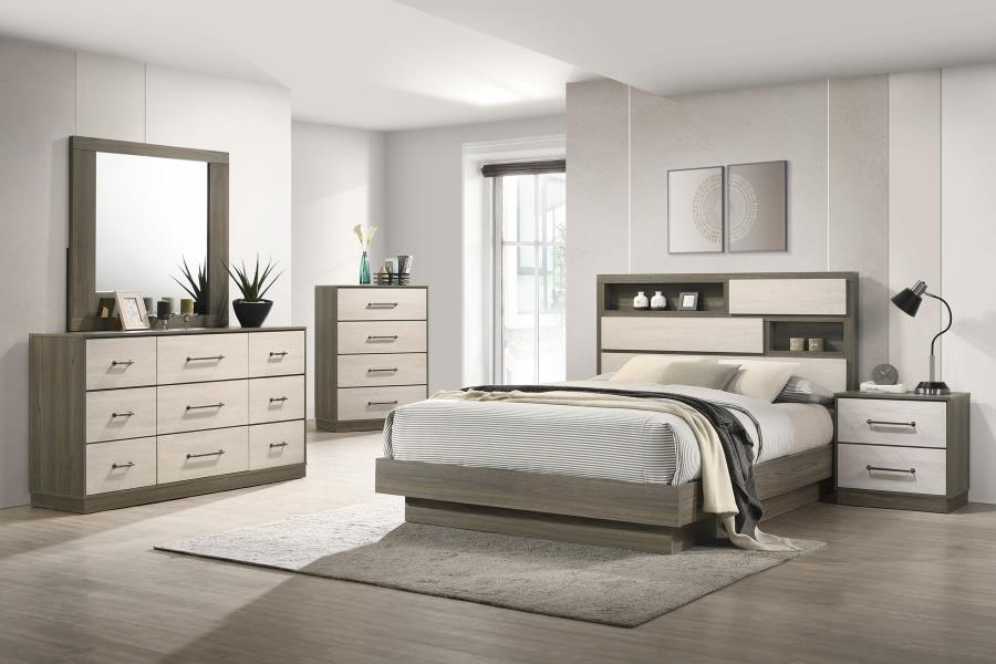 Modal Additional Images for Fenwick California King Bed Bookcase Headboard Grey Oak