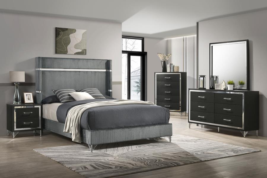 Lucia 5-piece Eastern King Bedroom Set Grey Black (image for) Lucia 5-piece Eastern King Bedroom Set Grey Black
