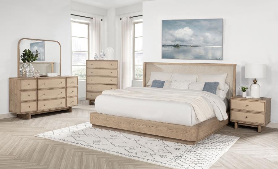 Kailani 5-piece Eastern King Bedroom Set Beige Oak (image for) Kailani 5-piece Eastern King Bedroom Set Beige Oak