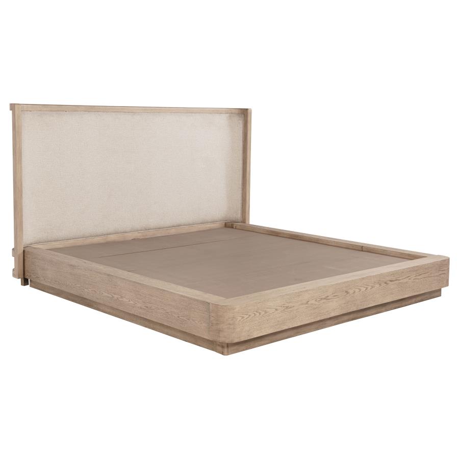 Kailani 49-inch Eastern King Wingback Bed Beige Oak (image for) Kailani 49-inch Eastern King Wingback Bed Beige Oak