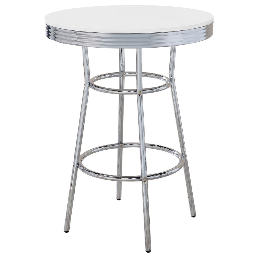 Retro Round 30-inch 1950's Bistro Pub Height Bar Table White (image for) Retro Round 30-inch 1950's Bistro Pub Height Bar Table White