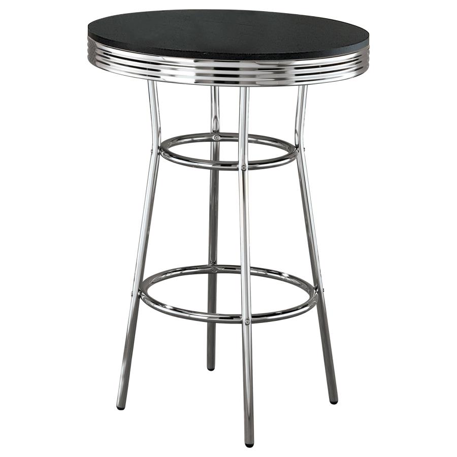 Retro Round 30-inch 1950's Bistro Pub Height Bar Table Black (image for) Retro Round 30-inch 1950's Bistro Pub Height Bar Table Black
