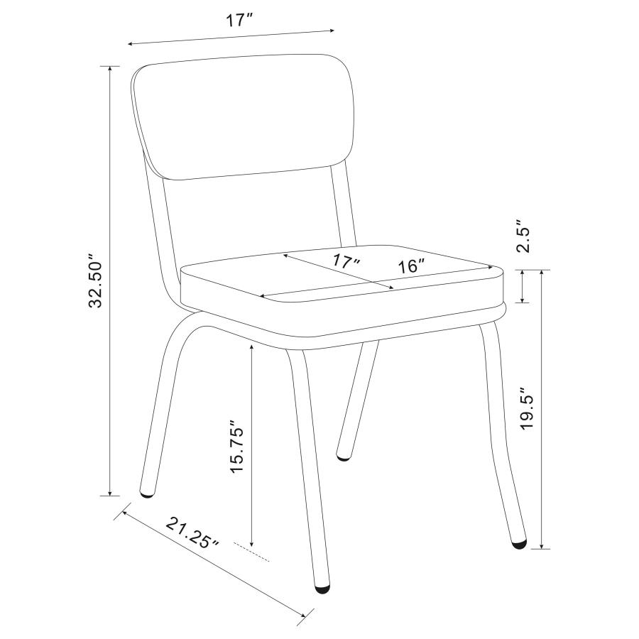 Retro Upholstered Dining Side Chair Red (Set of 2)