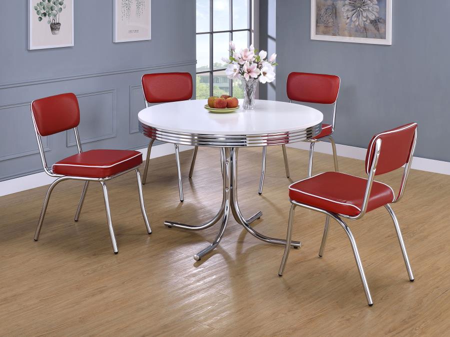 Modal Additional Images for Retro Upholstered Dining Side Chair Red (Set of 2)