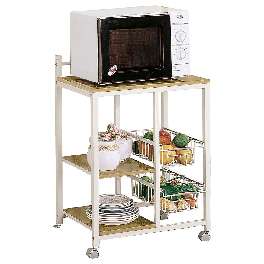 Kelvin 2-shelf Mobile Kitchen Cart Natural Brown and White (image for) Kelvin 2-shelf Mobile Kitchen Cart Natural Brown and White