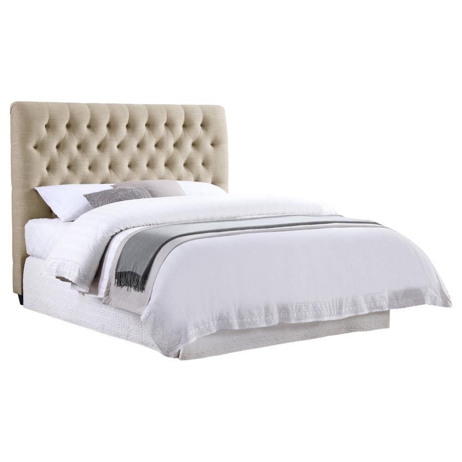 Chloe Upholstered Full Panel Headboard Oatmeal (image for) Chloe Upholstered Full Panel Headboard Oatmeal
