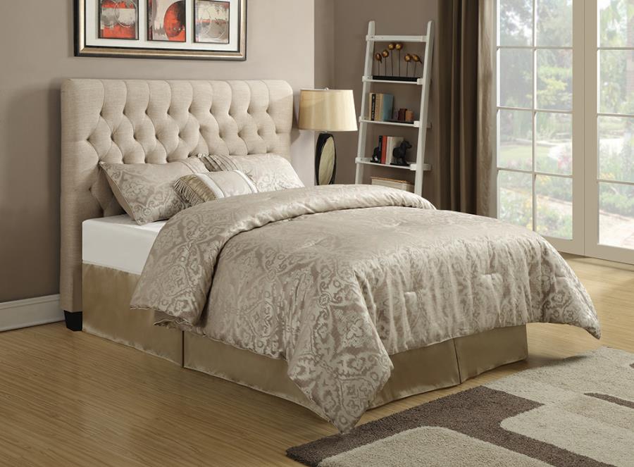 Modal Additional Images for Chloe Upholstered California King Panel Headboard Oatmeal
