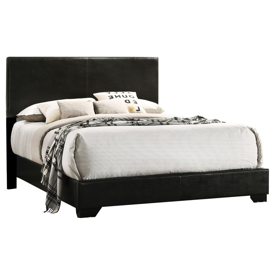 Conner Upholstered Eastern King Panel Bed Black (image for) Conner Upholstered Eastern King Panel Bed Black