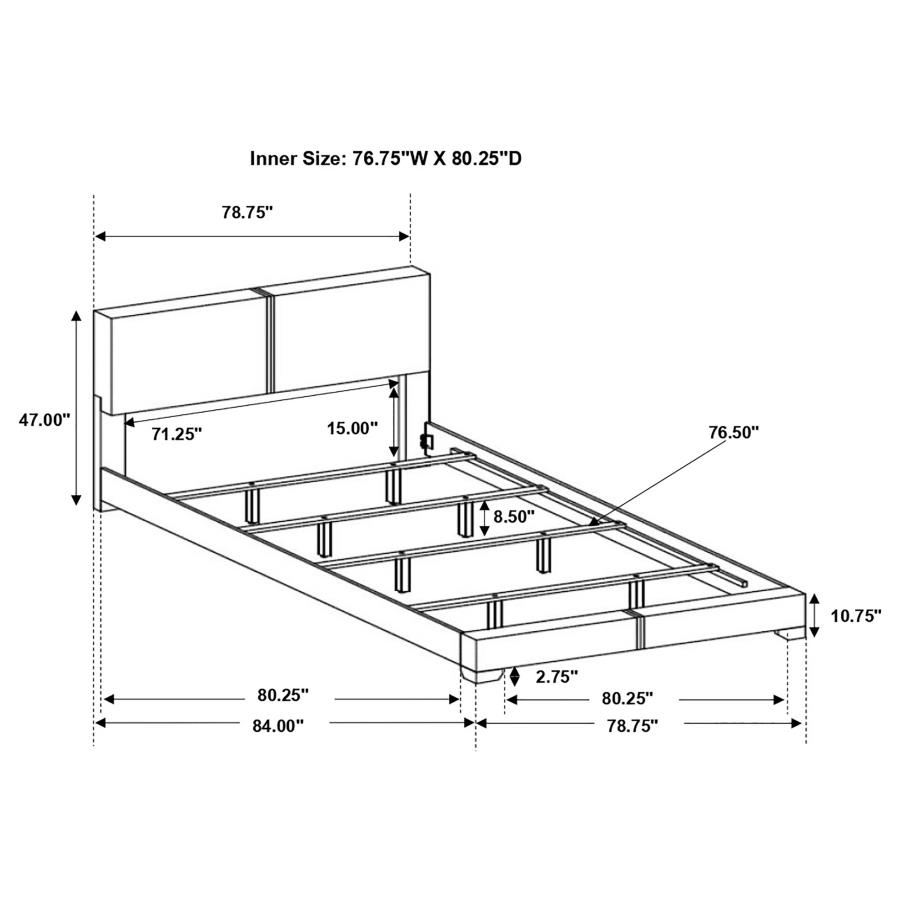 Modal Additional Images for Conner Upholstered Eastern King Panel Bed Dark Brown