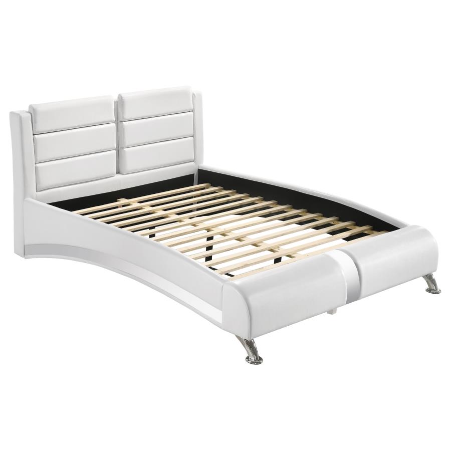 Jeremaine Upholstered Eastern King Sleigh Bed White (image for) Jeremaine Upholstered Eastern King Sleigh Bed White