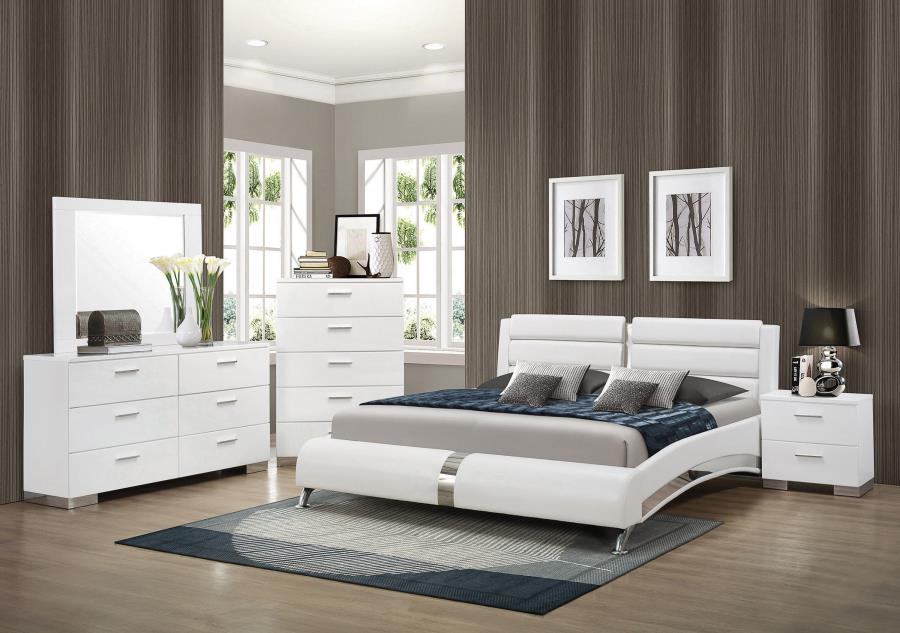 Modal Additional Images for Jeremaine Upholstered Eastern King Sleigh Bed White