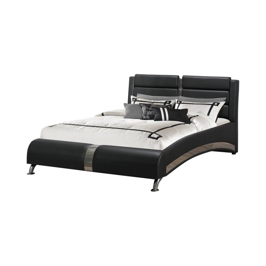 Jeremaine Upholstered Eastern King Sleigh Bed Black (image for) Jeremaine Upholstered Eastern King Sleigh Bed Black