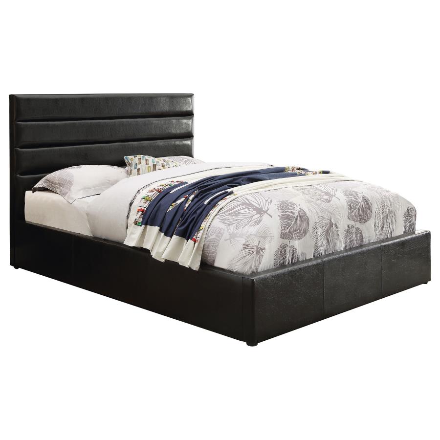 Riverbend Upholstered Queen Storage Panel Bed Black (image for) Riverbend Upholstered Queen Storage Panel Bed Black